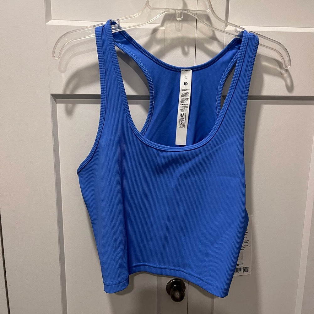 LULULEMON NWT AUTHENTIC POWER PIVOT TRAINING CROP POOLSIDE BLUE COLOR TANK TOP - Picture 4 of 14